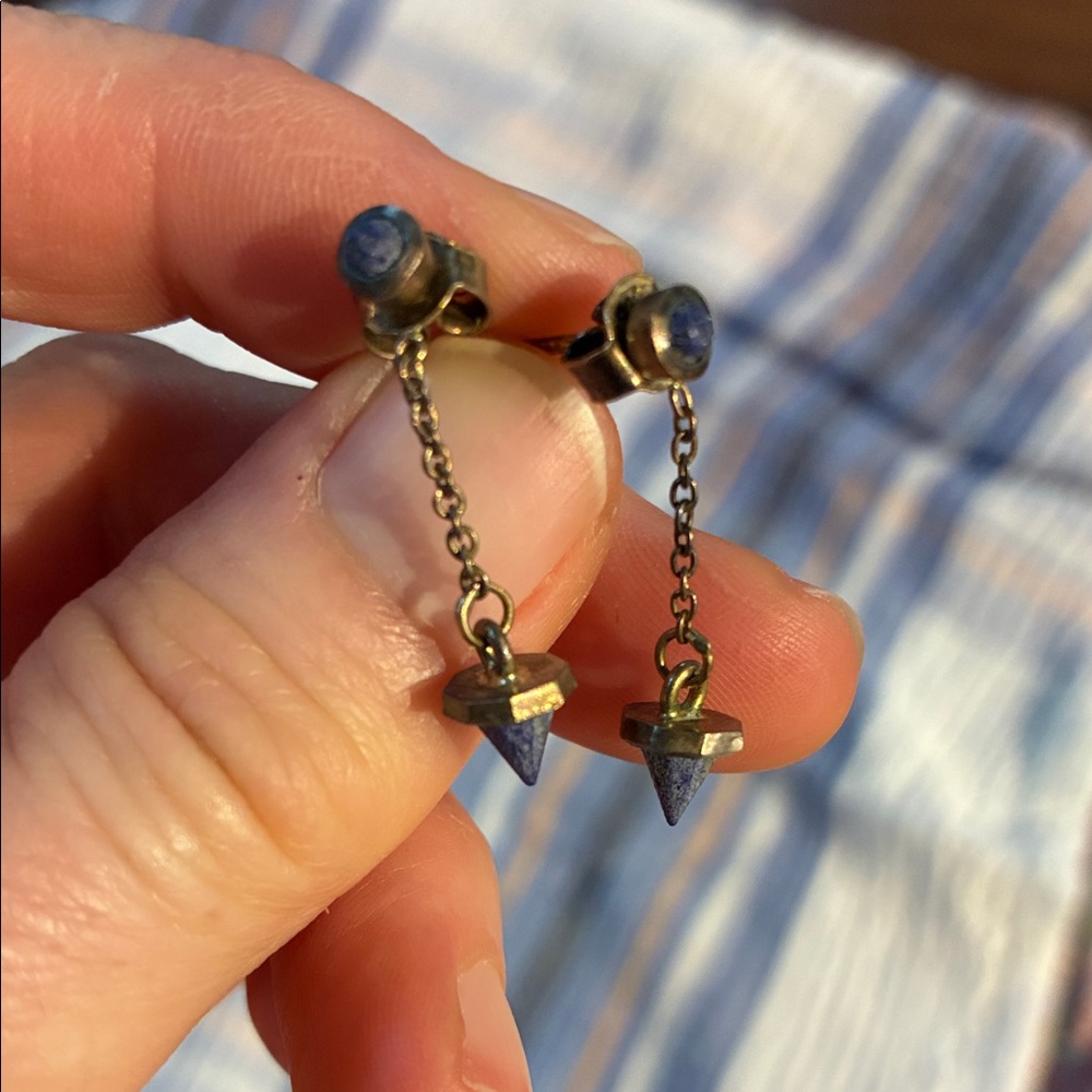 Elegant Blue and Gold vermeil Drop Earrings 🦋